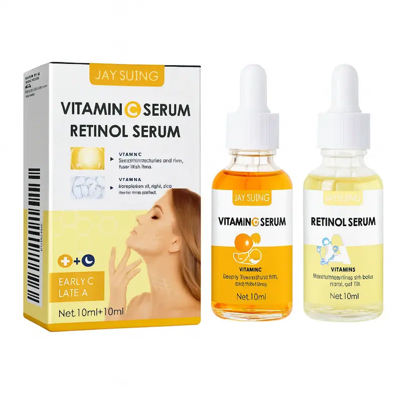 Combo Suero Facial Vitamina C + Retinol 20ml – Hidratante, Iluminador y Antiarrugas