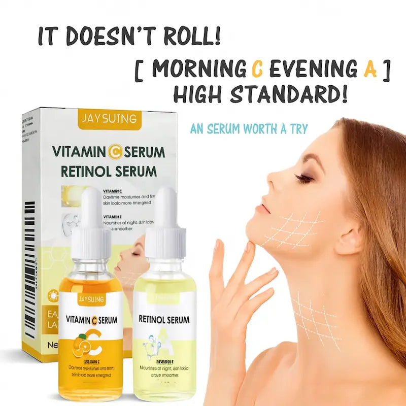 Combo Suero Facial Vitamina C + Retinol 20ml – Hidratante, Iluminador y Antiarrugas