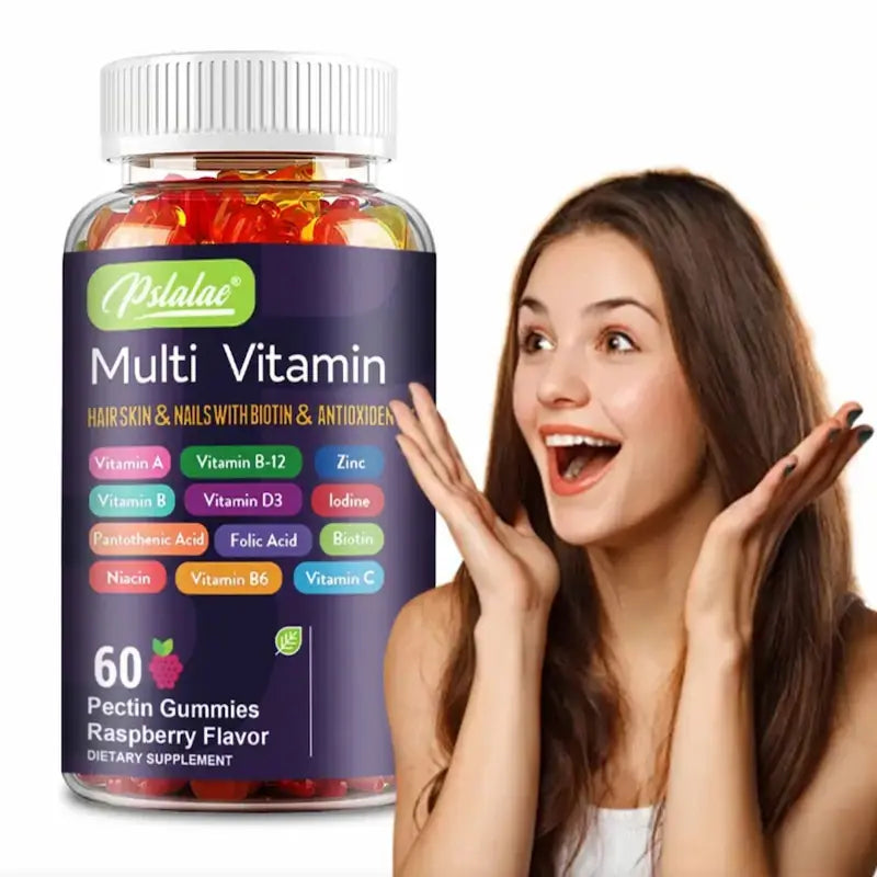 Multivitaminas en Gomitas – Antioxidantes con Biotina y Vitaminas A, C, D3, B12, Zinc y más – Salud de Cabello, Uñas, Piel y Energía – 60 Unidades