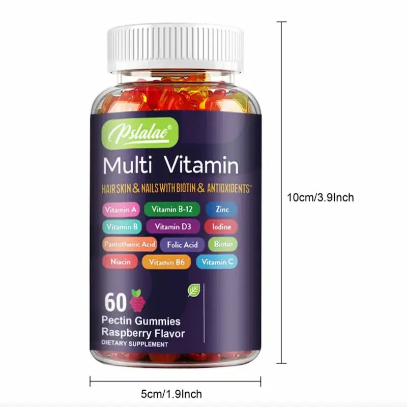 Multivitaminas en Gomitas – Antioxidantes con Biotina y Vitaminas A, C, D3, B12, Zinc y más – Salud de Cabello, Uñas, Piel y Energía – 60 Unidades